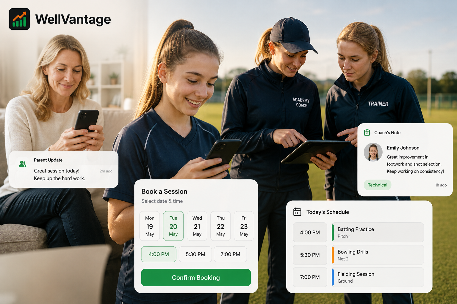 Cricket academy attendance and player progress dashboard