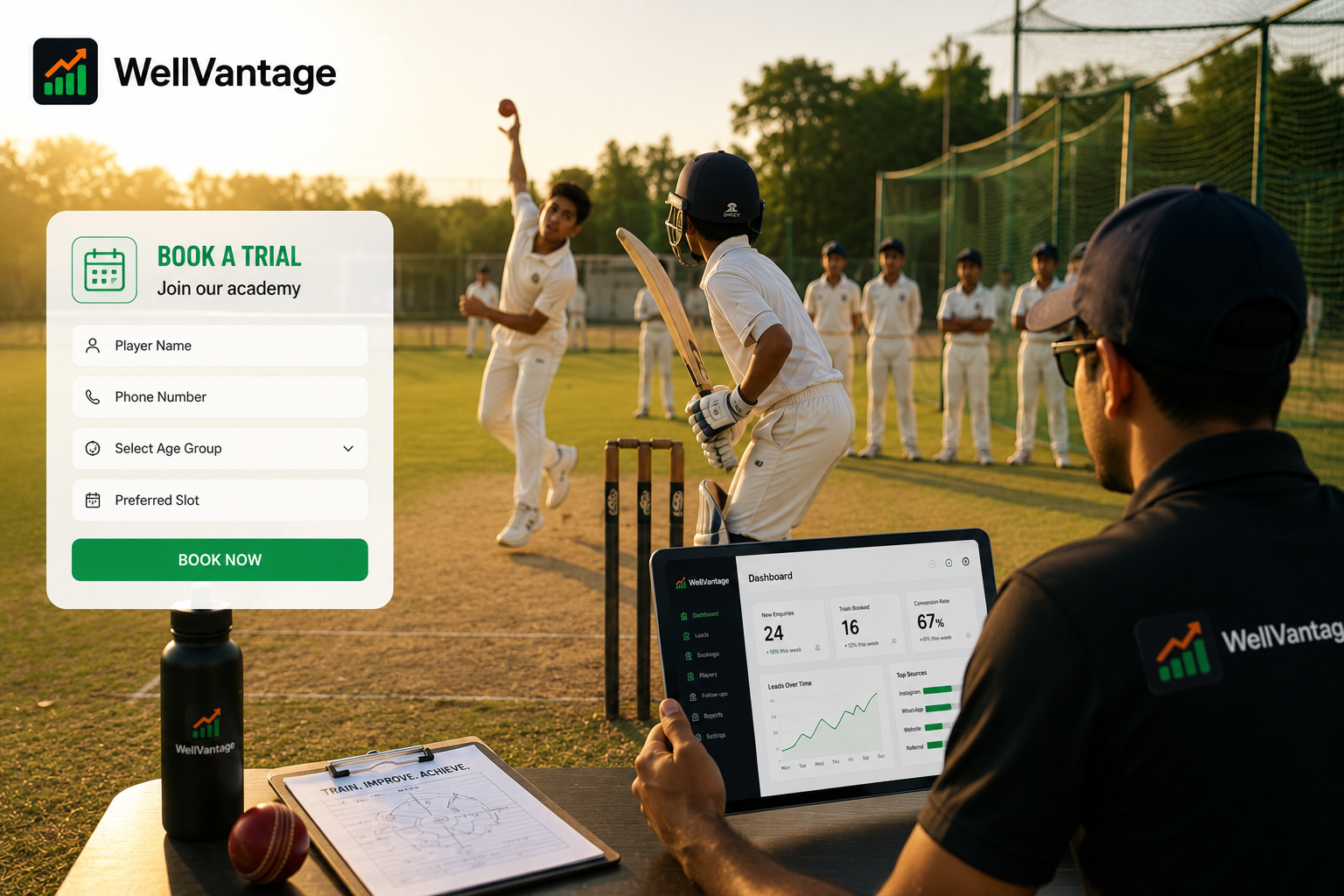 Cricket academy management software dashboard