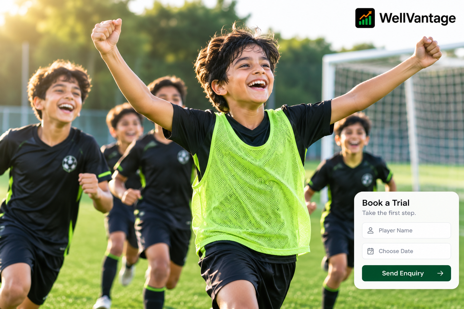 Soccer academy management software dashboard