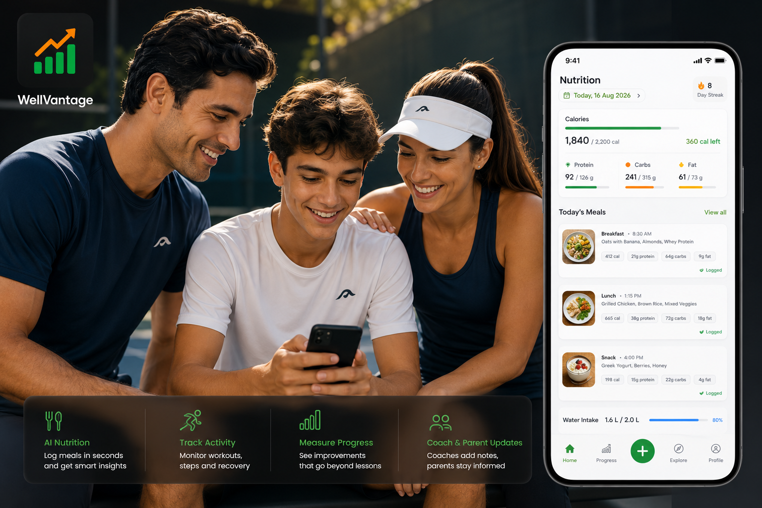 WellVantage tennis academy software