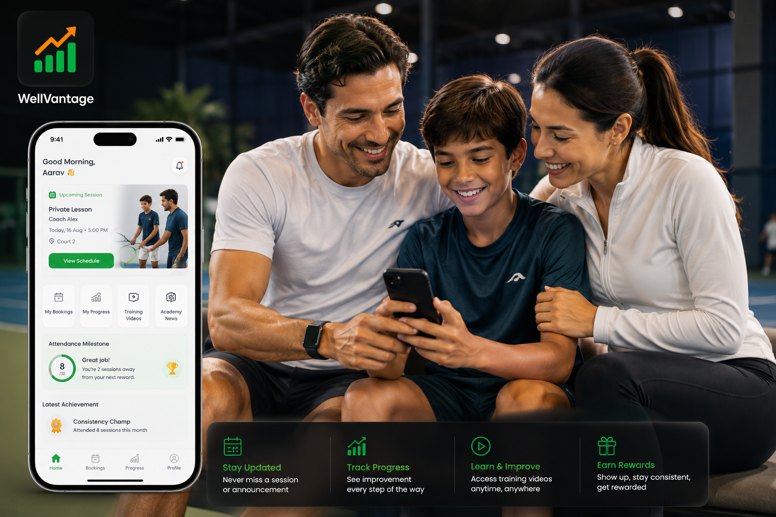 Tennis player progress tracking