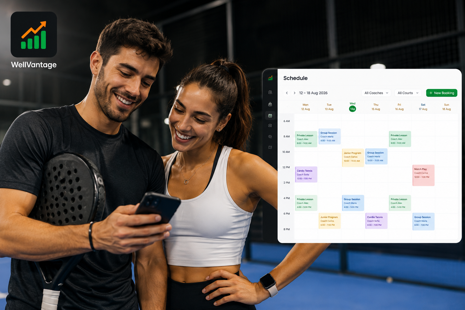 Tennis court and lesson scheduling software