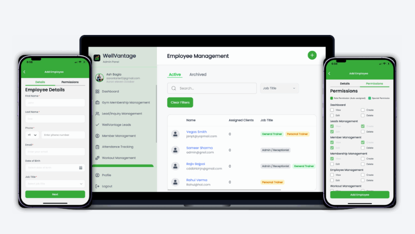 WellVantage admin — scheduling, check-ins, and operations on devices